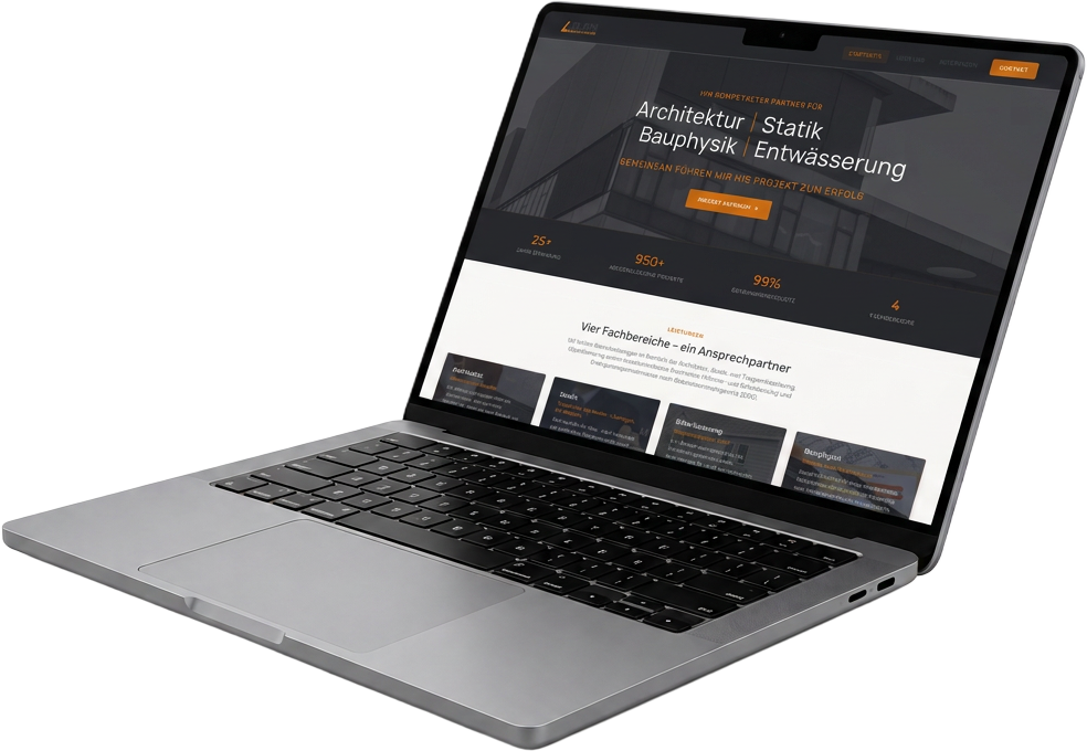 Website-Projekt ATLON Engineering auf einem MacBook – Webdesign von Primus